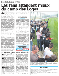 L'accueil des supporters au Camp des Loges (Le Parisien) 
